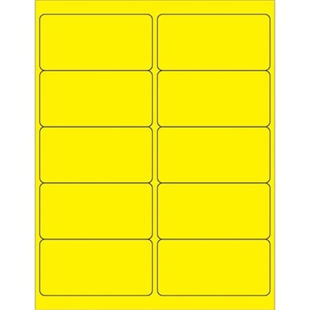 Box Partners Box Partners LL178YE 4 x 2 in. Fluorescent Yellow Rectangle Laser Labels - Pack of 1000 LL178YE
